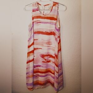 Calvin Klein Shift Dress Knee Length Sz 12 Romantic Colors Lined Flowey Spring